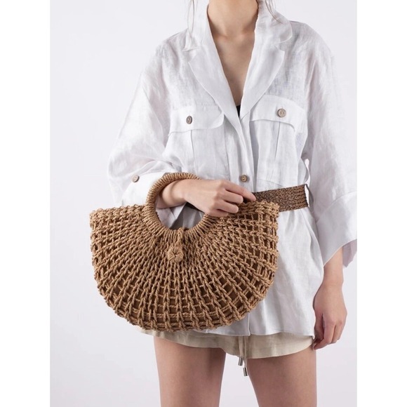 Handbags - Womens Handmade Straw Handbag Tote Summer Beach Boho Vacation Resort Casual Work